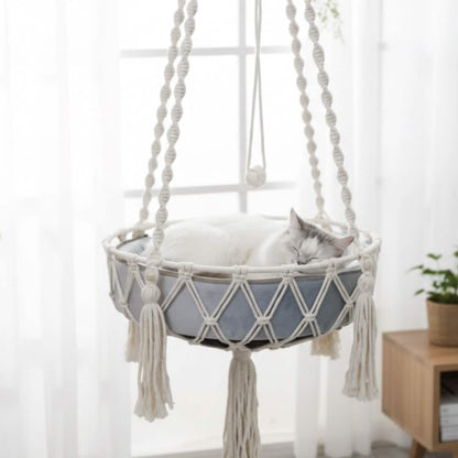 Petsify™ CloudSwing: The Artisan Hand-Woven Cat Hammock